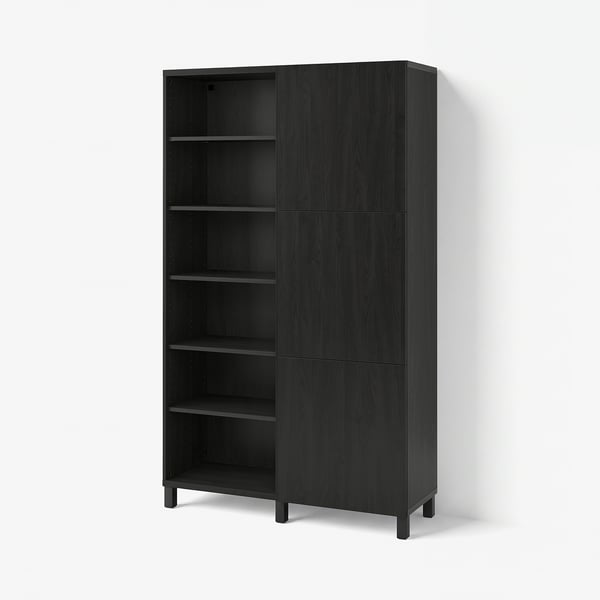 BESTÅ Storage combination with doors, black-brown/Lappviken/Stubbarp black-brown, 120x42x202 cm