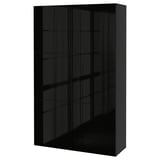 BESTÅ Storage combination with doors, black-brown/Selsviken high-gloss/black, 120x42x193 cm