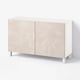 BESTÅ Storage combination with doors, white Bergsviken/Stubbarp/beige marble effect, 120x42x74 cm