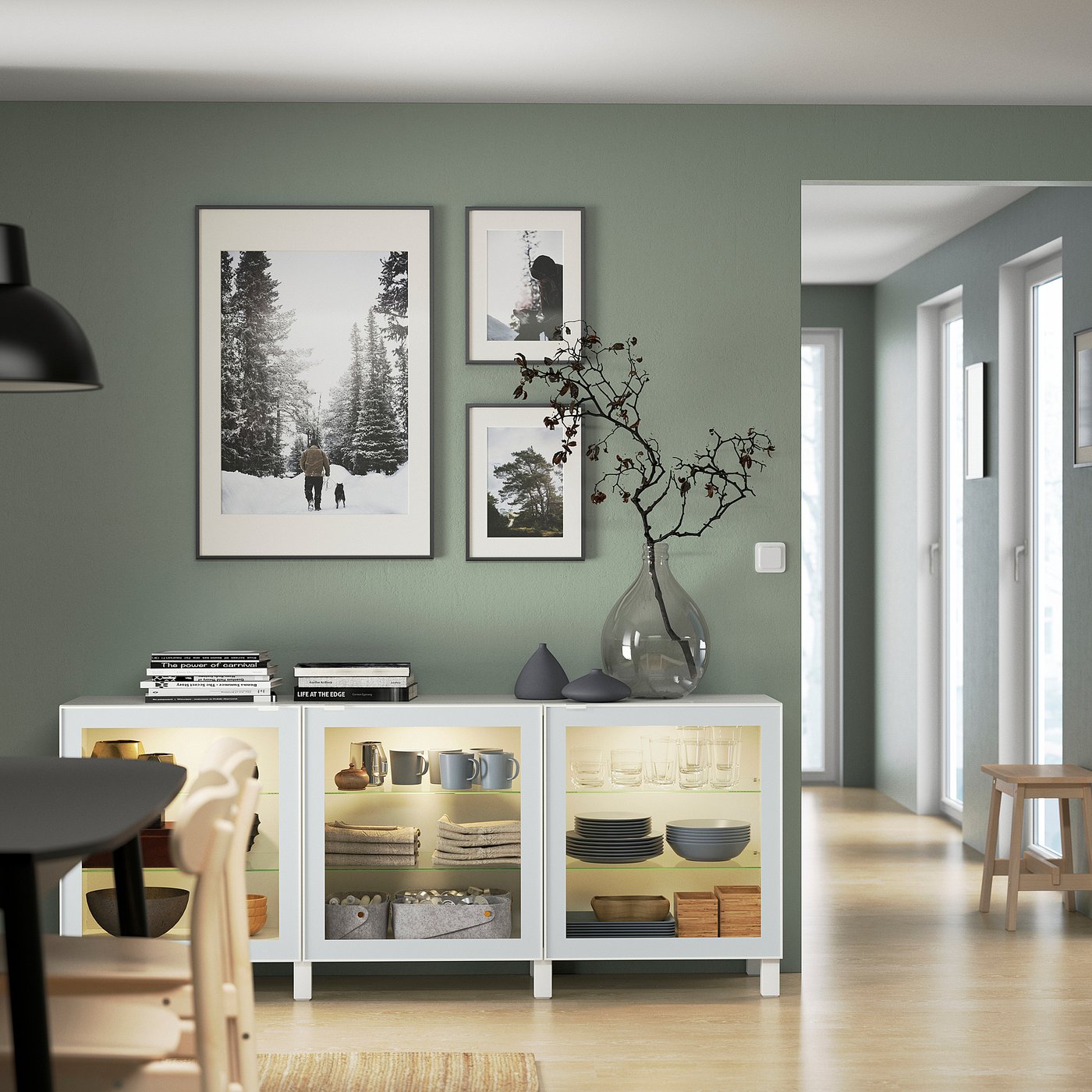 BESTÅ storage combination with doors, white Glassvik/Stubbarp