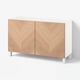 BESTÅ Storage combination with doors, white/Hedeviken/Stubbarp oak veneer, 120x42x74 cm