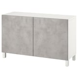 BESTÅ Storage combination with doors, white Kallviken/light grey concrete effect, 120x42x74 cm