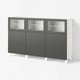 BESTÅ Storage combination with doors, white Lappviken/Sindvik dark grey, 180x42x112 cm