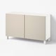 BESTÅ Storage combination with doors, white/Lappviken/Stubbarp light grey-beige, 120x42x74 cm