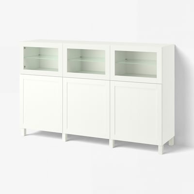 BESTÅ Storage combination with doors, white/Pipmakare white, 180x42x112 cm