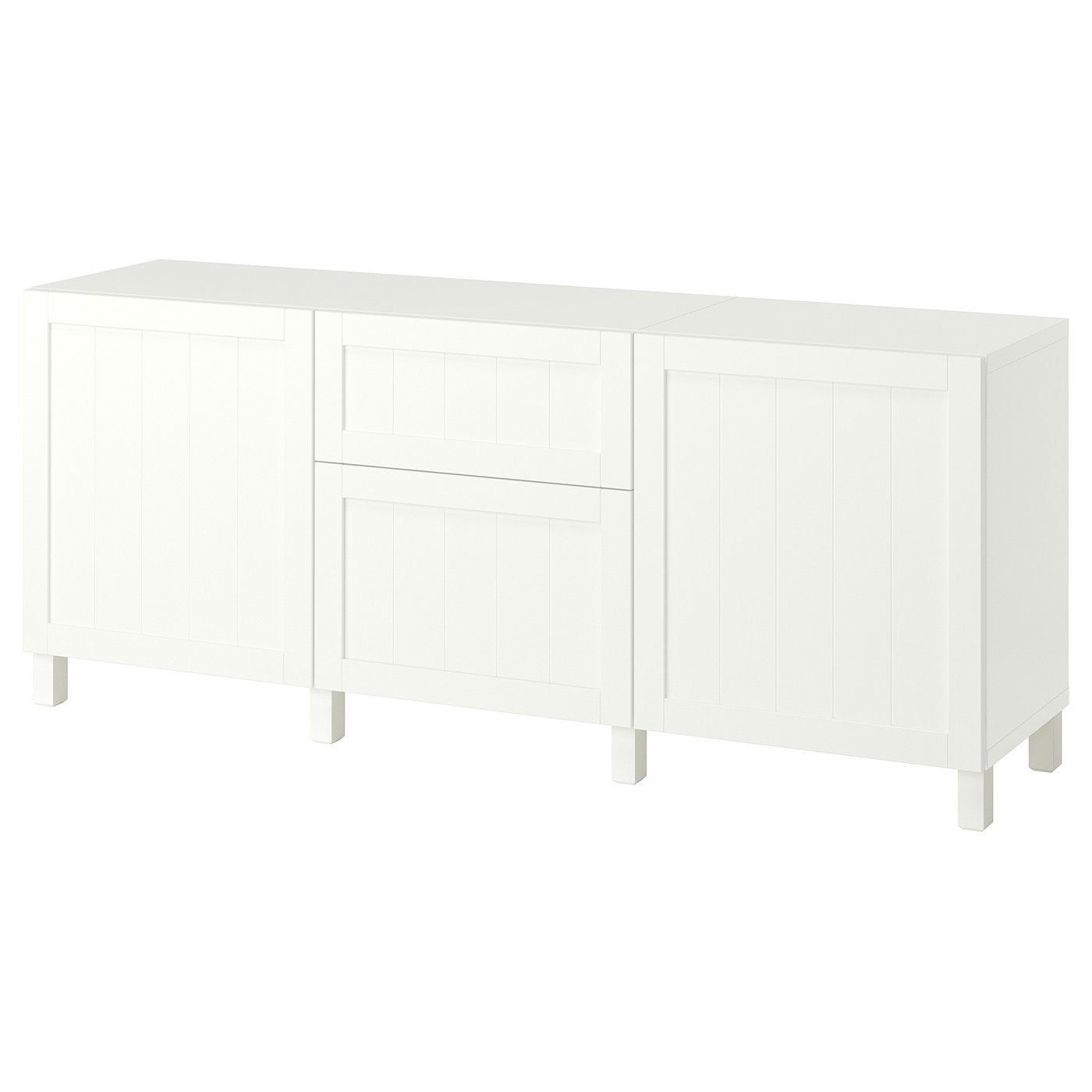BESTÅ storage combination with drawers, white/Selsviken/Stubbarp