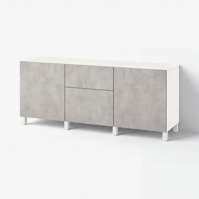 BESTÅ Storage combination with drawers, white Kallviken/light grey concrete effect, 180x42x74 cm