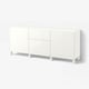 BESTÅ Storage combination with drawers, white/Selsviken/Stubbarp high-gloss/white, 180x42x74 cm