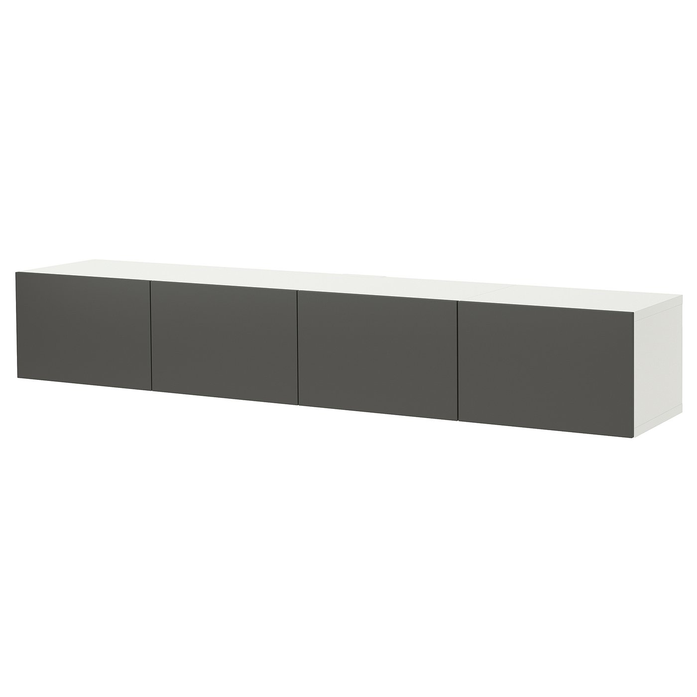 BESTÅ TV bench with doors, white/Lappviken dark grey, 240x42x38 cm (94 1/2x16 1/2x15 ")
