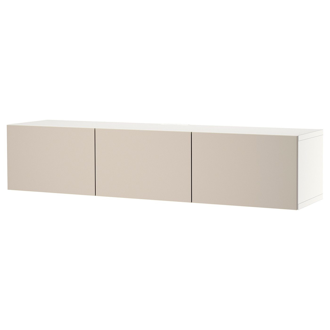 BESTÅ TV bench with doors, white/Lappviken light grey/beige, 180x42x38 cm (70 7/8x16 1/2x15 ")