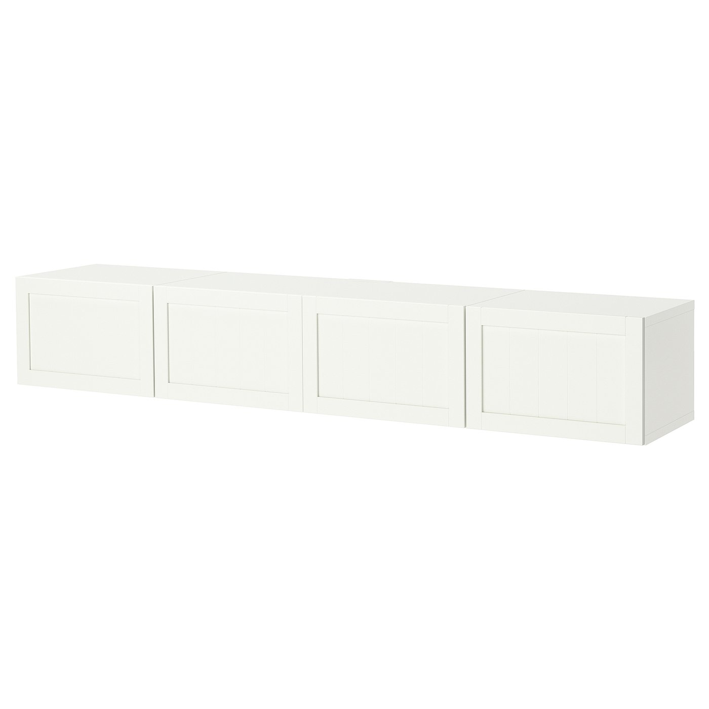 BESTÅ TV bench with doors, white/Pipmakare white, 240x42x38 cm (94 1/2x16 1/2x15 ")