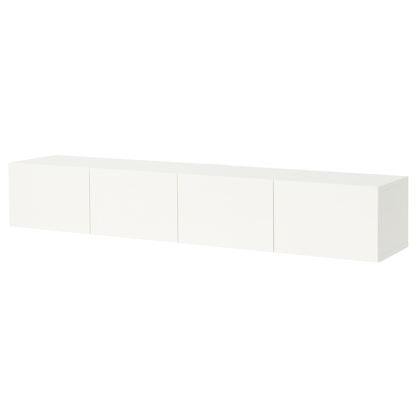 BESTÅ TV bench with doors, white/Selsviken high-gloss white, 240x42x38 cm (94 1/2x16 1/2x15 ")