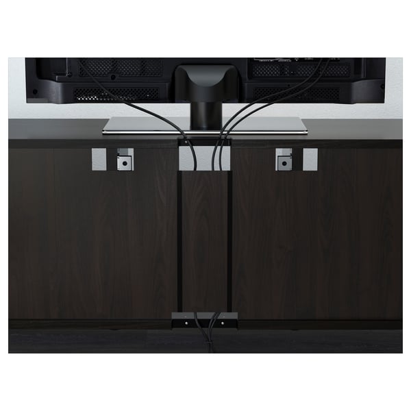 BESTÅ TV bench with drawers, Lappviken/Sindvik black-brown clear glass, 180x40x74 cm