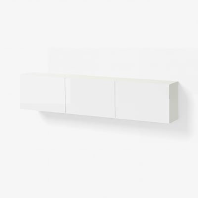 BESTÅ Wall-mounted cabinet combination, white/Selsviken high-gloss white, 180x22x38 cm