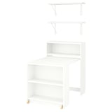 BILLY / BERGSHULT Bookcase comb w foldable table, white, 80x106 cm