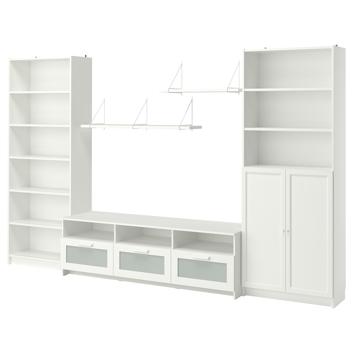 BILLY / BRIMNES TV storage combination, white, 340x41x202 cm (133 7/8x16 1/8x79 1/2 ")