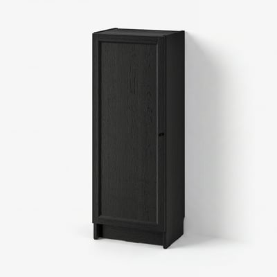 BILLY / OXBERG Bookcase with door, black oak effect, 40x30x106 cm