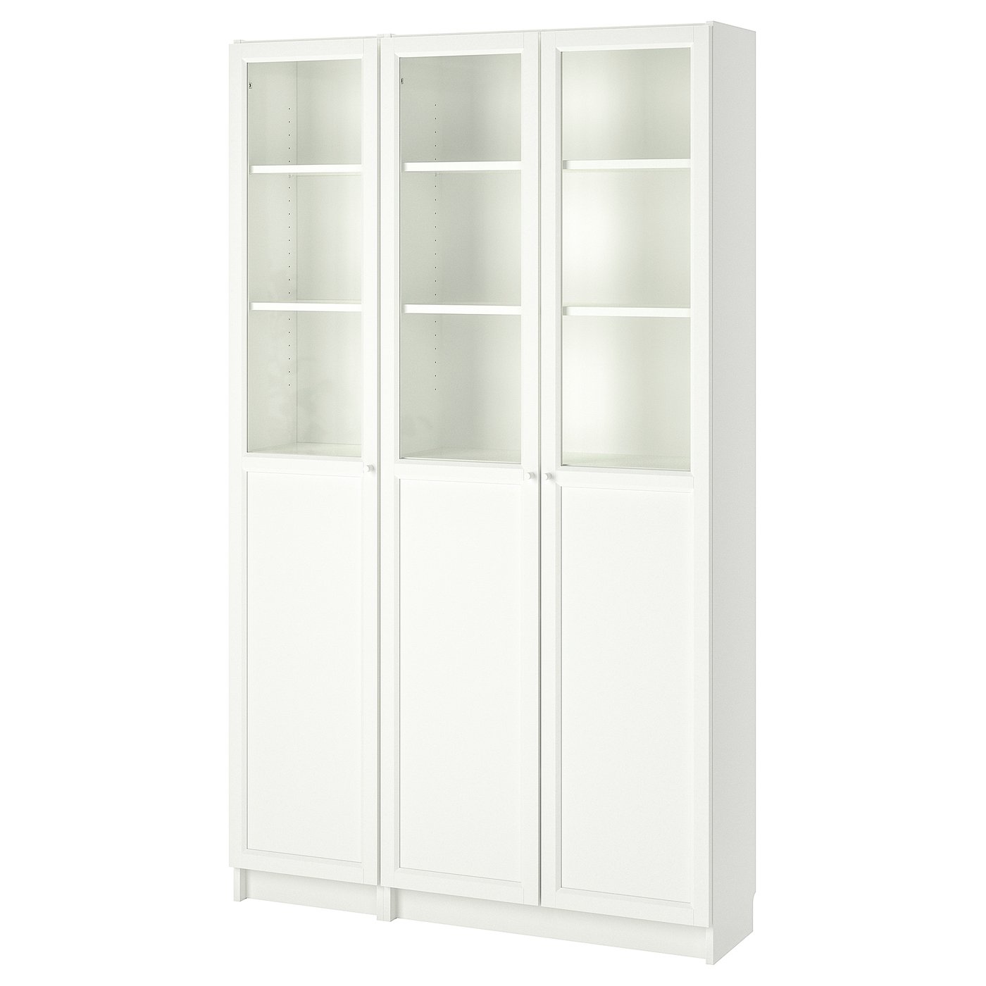 BILLY / OXBERG Bookcase with panel/glass doors, white/glass, 120x30x202 cm (47 1/4x11 3/4x79 1/2 ")