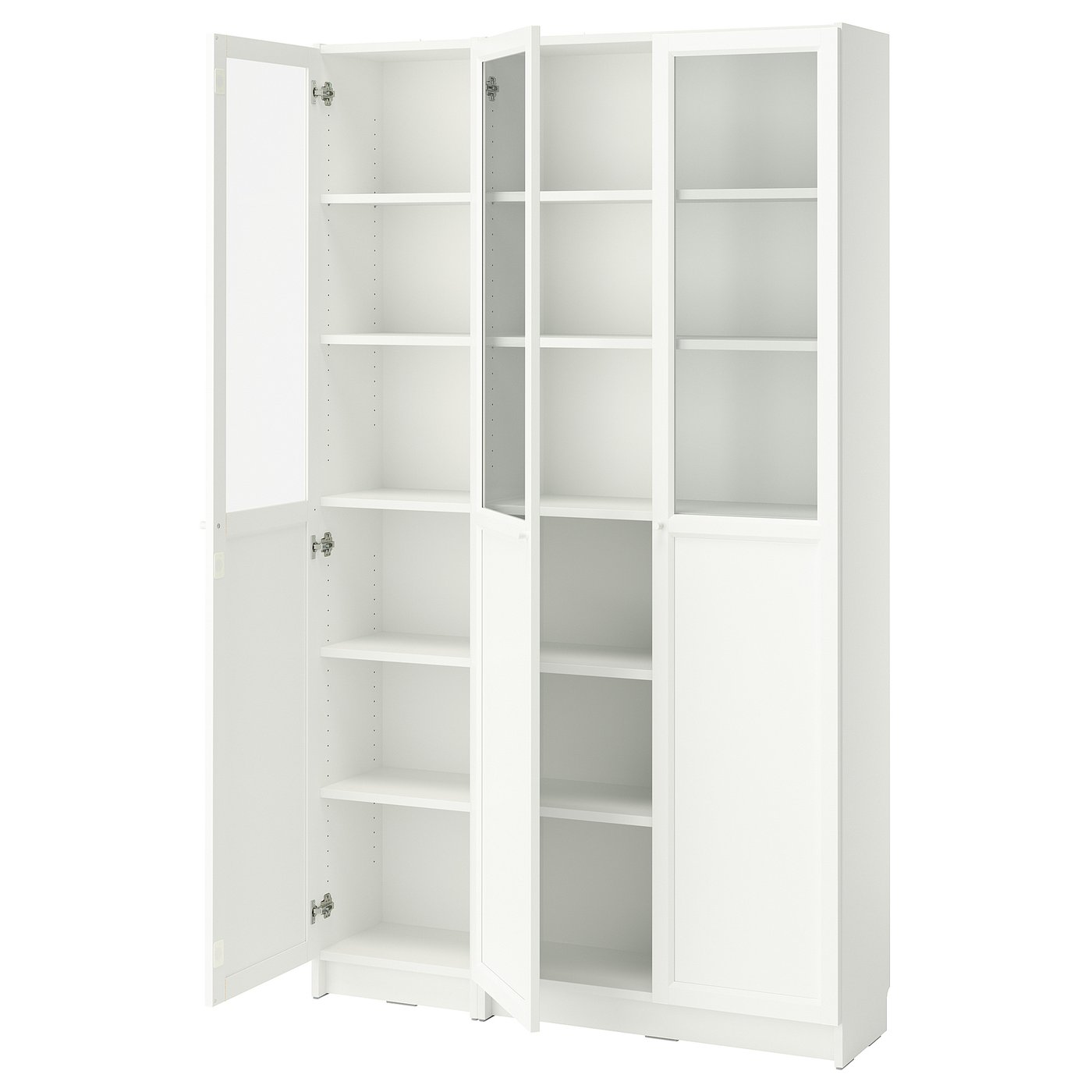 BILLY / OXBERG bookcase with panel/glass doors, white/glass