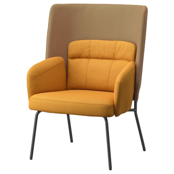 BINGSTA highback armchair, Vissle dark yellow/Kabusa dark yellow IKEA