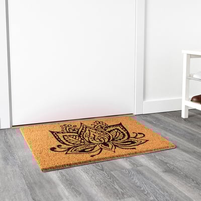 BJERNEDE Door mat, natural/black, 40x70 cm