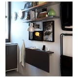 BJURSTA Wall-mounted drop-leaf table, brown-black, 90x50 cm