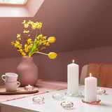 BLADFÅGEL Tealight holder, clear glass, 3 cm