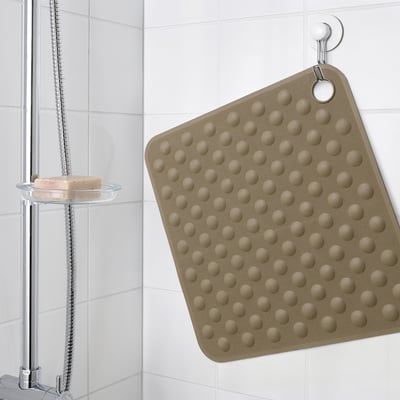 BLÅSJÖN Shower mat, beige, 50x50 cm