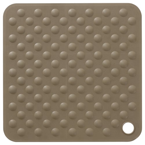BLÅSJÖN bathroom mat, beige, square, with suction cups for safety.