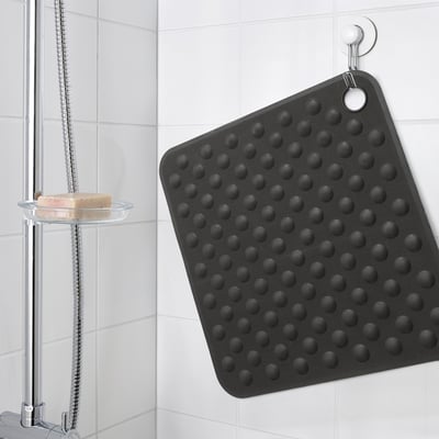 BLÅSJÖN Shower mat, grey, 50x50 cm