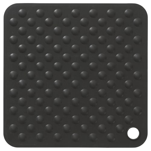 A black square BLÅSJÖN bathtub mat with numerous suction cups for secure grip, designed for safety and comfort in the bathroom.