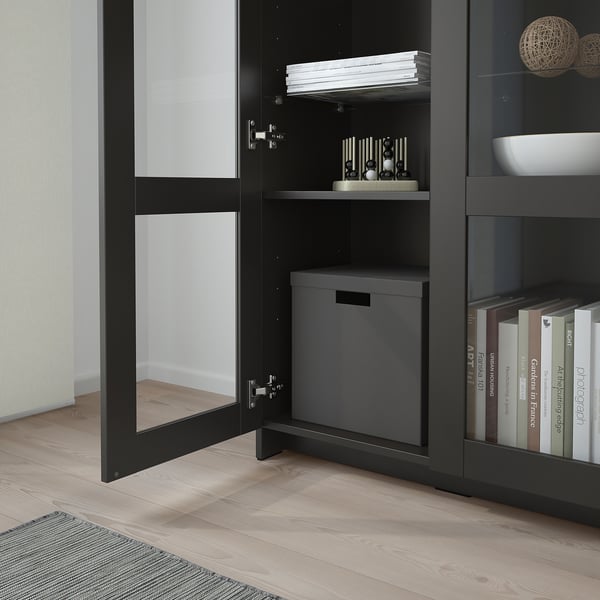 BRIMNES Glass-door cabinet, black, 80x190 cm
