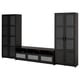 BRIMNES TV storage combination/glass doors, black, 340x41x190 cm