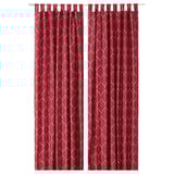 BRITTKARIN Curtains, 1 pair, red leaf pattern/with tab top, 145x150 cm
