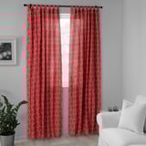 BRITTKARIN Curtains, 1 pair, red leaf pattern/with tab top, 145x150 cm