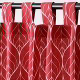 BRITTKARIN Curtains, 1 pair, red leaf pattern/with tab top, 145x150 cm