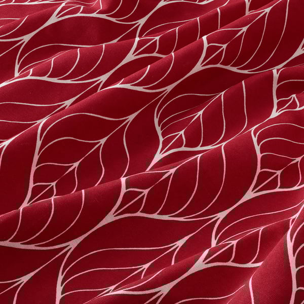 BRITTKARIN Curtains, 1 pair, red leaf pattern/with tab top, 145x150 cm