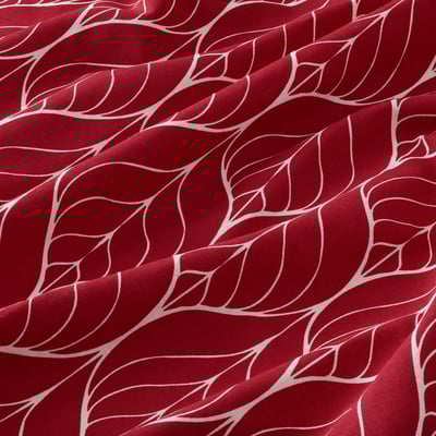BRITTKARIN Curtains, 1 pair, red leaf pattern/with tab top, 145x150 cm