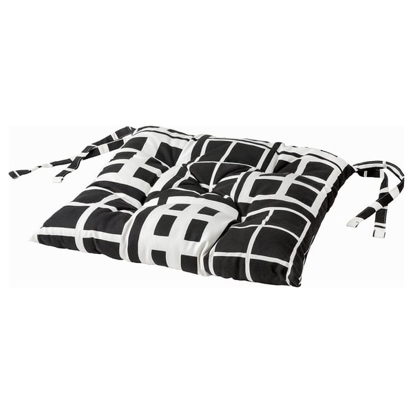 BROKAKLEJA Chair pad, black/geometric, 40x40x6 cm