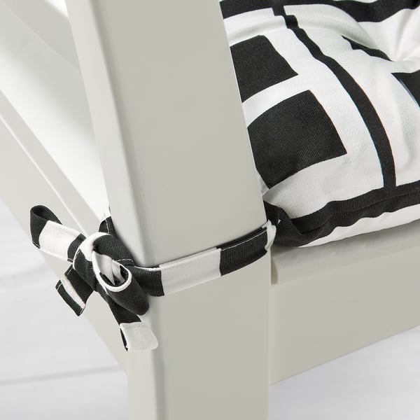 BROKAKLEJA Chair pad, black/geometric, 40x40x6 cm