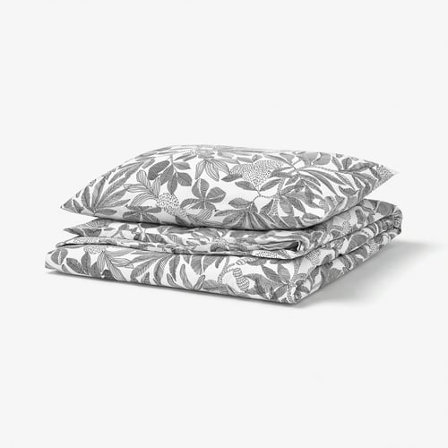 BROKDRACENA Duvet cover and pillowcase, white/black, 150x200/50x80 cm