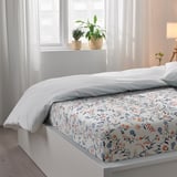 BRUDKRUSBÄR Flat sheet and 2 pillowcase, white/multicolour, 240x260/50x80 cm
