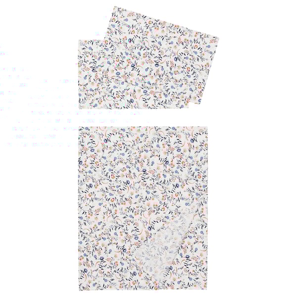 BRUDKRUSBÄR Flat sheet and 2 pillowcase, white/multicolour, 240x260/50x80 cm