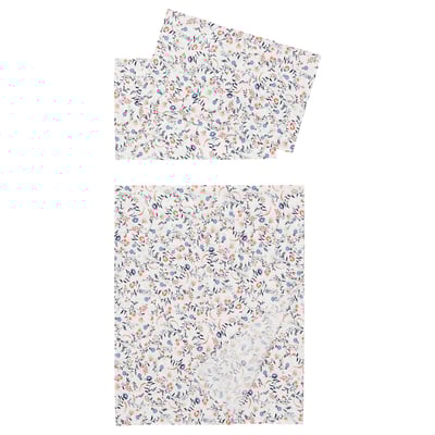 BRUDKRUSBÄR Flat sheet and 2 pillowcase, white/multicolour, 240x260/50x80 cm