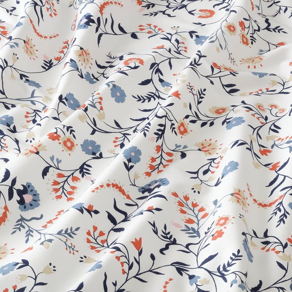 BRUDKRUSBÄR Flat sheet and pillowcase, white/multicolour, 150x260/50x80 cm