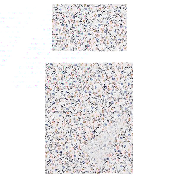 BRUDKRUSBÄR Flat sheet and pillowcase, white/multicolour, 150x260/50x80 cm