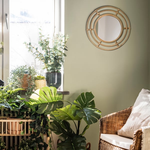 BUSKBO Mirror, rattan, 42 cm