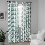 BUSKMÄTARE Curtains, 1 pair, white/green leaf pattern/with tab top, 145x150 cm