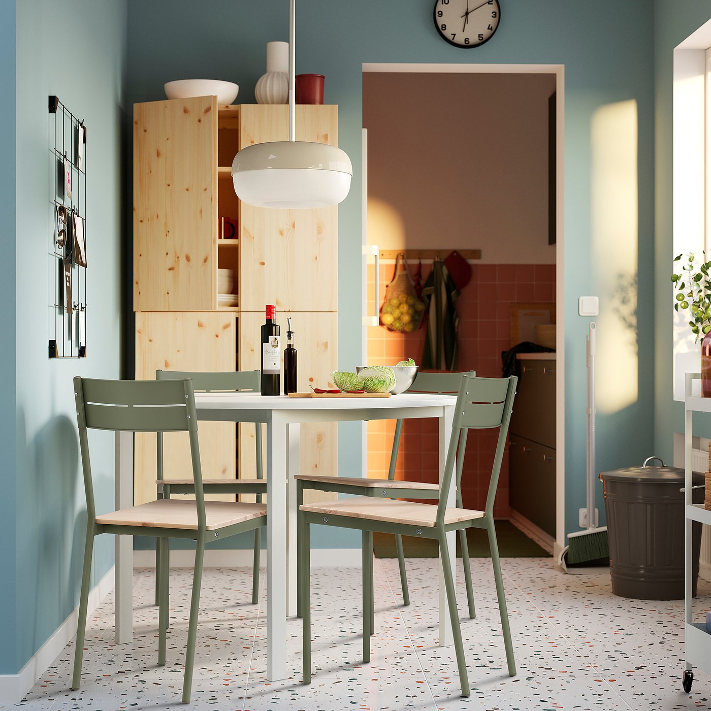 BUSLÄTT Chair grey-green/pine