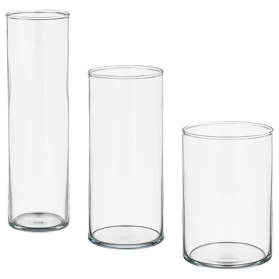 CYLINDER vase, set of 3, clear glass IKEA